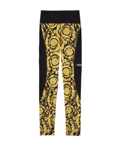 Versace Barocco Print Leggings In Black