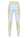 Versace Light Blue Baroque Pattern Work-out Leggings In Blue