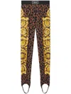 Versace Wild Barocco-print Stirrup Leggings In Brown