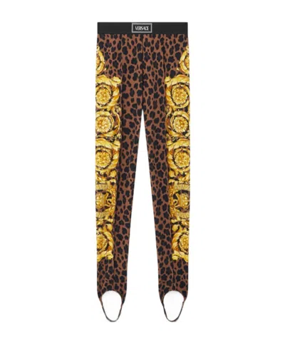 VERSACE VERSACE BAROCCO-PRINTED ELASTICATED STRAPS LEGGINGS