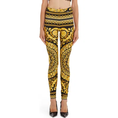 Versace Barocco Print Leggings In Multi