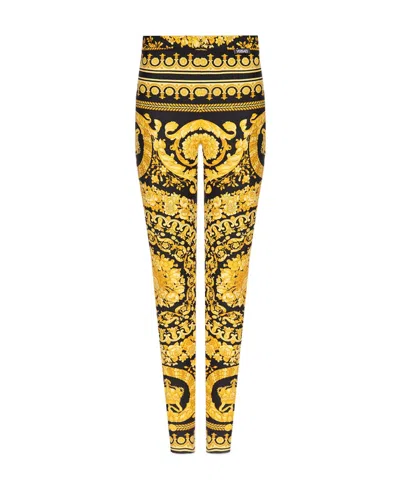 Versace Barocco-print Leggings In Multicolor