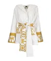 Versace Barocco-print Logo Devoré Short Robe In White