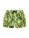 Versace Barocco Print Logo Swim Shorts In Green