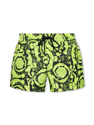 VERSACE BAROCCO PRINT LOGO SWIM SHORTS