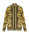 Versace Black And Yellow Shirt With Barocco Print In Black