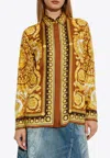 Versace Barocco Silk Shirt In Gold