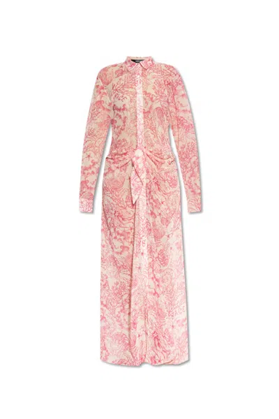 VERSACE VERSACE LONG-SLEEVED DRAPED DRESS
