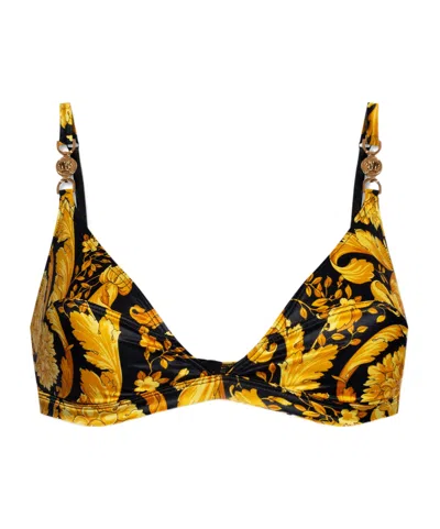 VERSACE VERSACE BAROCCO-PRINTED MEDUSA-MOTIF STRETCHED BRA