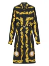 Versace Medusa Cameo Print Silk Dress In Black