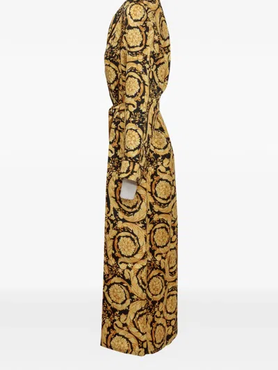 Versace Barocco-print Midi Dress In Black