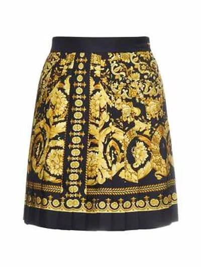Pre-owned Versace Barocco Print Miniskirt In Black