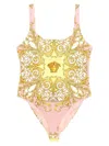 Versace Multicolor One-piece Swimsuit With All-over Medusa Print In Tech Fabric For Women In Yellow