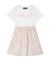 Versace Barocco-print Panelled Dress In White