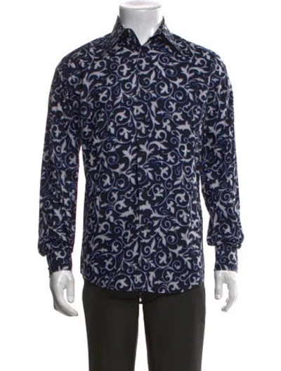Pre-owned Versace Barocco Print Patterned Shirt In Blue