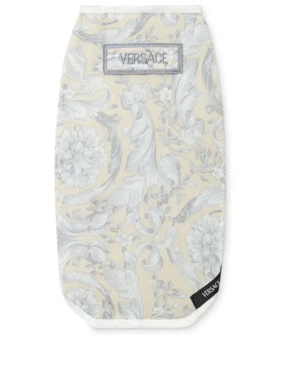 Versace Barocco-print Pet T-shirt In Neutrals