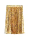 Versace Barocco-print Pleated Midi Skirt In Yellow