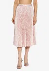 Versace Barocco-print Pleated Midi Skirt In Pink