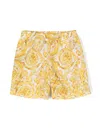 Versace Boys Gold Barocco Cotton Shorts In White