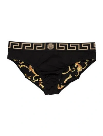 Pre-owned Versace Barocco Print Printed Swim Briefs W/ Tags In Black