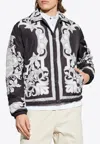 Versace Reversible Black Jacket With Baroque Print In Black