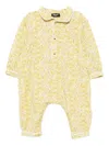 Versace Barocco-print Romper In Gold