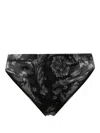 Versace Barocco-print Satin Briefs In 黑色