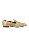 Versace Barocco-print Satin Loafers In Nude