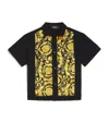 Versace Barocco-print Short-sleeve Shirt In Black