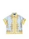 Versace Silk Barocco Shirt In Blue