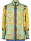 Versace Barocco-print Shirt In Blue