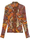 Versace Lapel Long Sleeve Shirt In Brown
