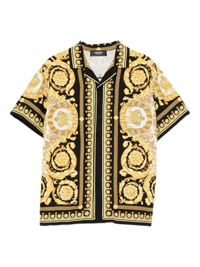 Versace Kids' Barocco-print Shirt In Gold