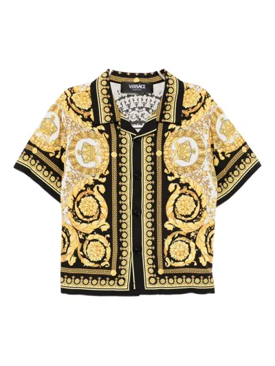 Versace Babies' Barocco-print Shirt In Multi