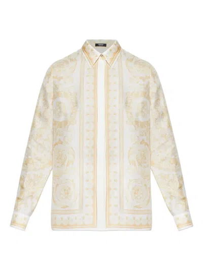 Versace Barocco-print Shirt In Neutral