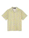 Versace Kurzärmeliges Hemd Mit Barocco-print In Yellow