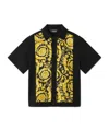 Versace Barocco-print Short-sleeve Shirt In Black