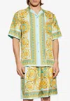 Versace Barocco Print Short-sleeved Silk Shirt In Multi