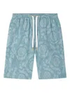 Versace Barocco Jacquard Chambray Denim Shorts