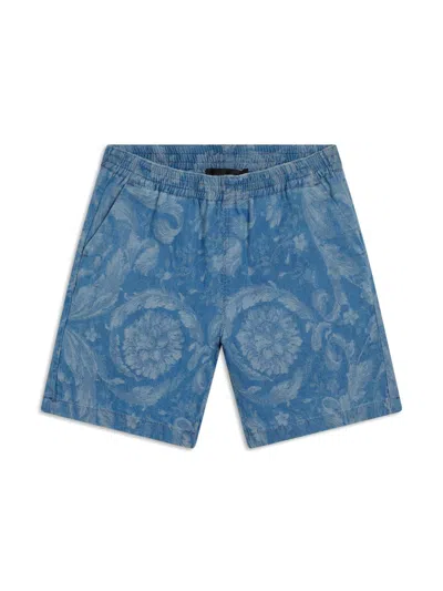 Versace Babies' Barocco-print Shorts In Blue