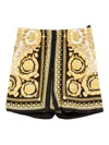 Versace Barocco-print Shorts In Yellow