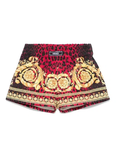 Versace Babies' Barocco-print Shorts In Yellow