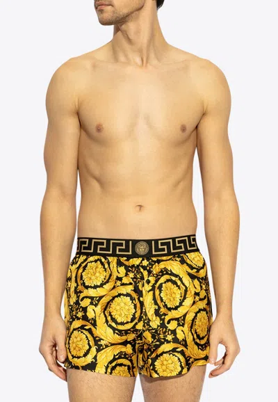 VERSACE BAROCCO PRINT SILK BOXER SHORTS