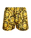 Versace Barocco-print Silk Boxers In Yellow