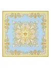 Versace Baroque Pattern Scarf Multicolor Rolled Edges In Blue