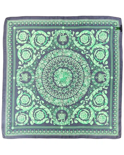 Versace Barocco Print Silk Scarf In Yellow