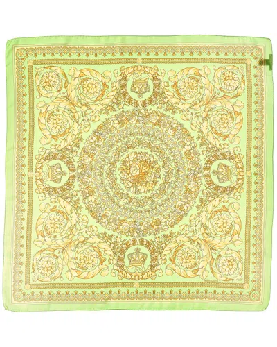 Versace Barocco Print Silk Scarf In Green