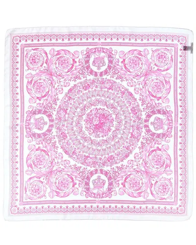 Versace Barocco Print Silk Scarf In Pink