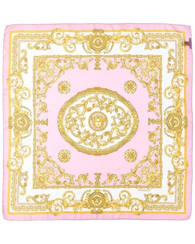Versace Barocco Print Silk Scarf In Pink