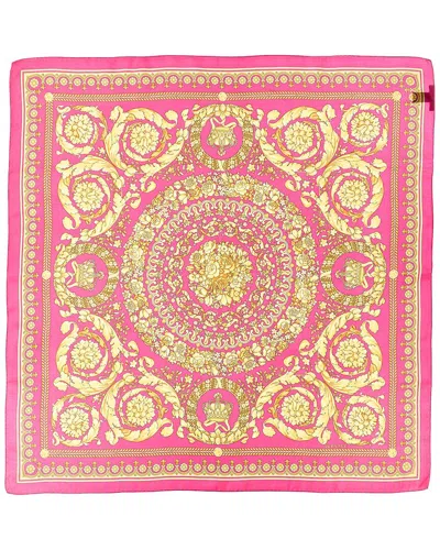 Versace Barocco Print Silk Scarf In Multi
